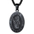Saint/St. Christopher Pendant Necklace for Men Women Stainless Steel Catholic Christian Oval Medal Blessings Amulet Black Men Jewelry Gift for Dad Grandpa Fathers Day