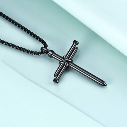 Men’s Nail Cross Necklace – Stainless Steel Christian Pendant Jewelry Gift