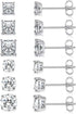 18K Gold Plated Round Princess Cut Clear Cubic Zirconia Stud Earrings – 6 Pairs Set