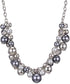 Chunky Beaded Statement Necklace for Women – Boho Silver Pendant Collar Necklace