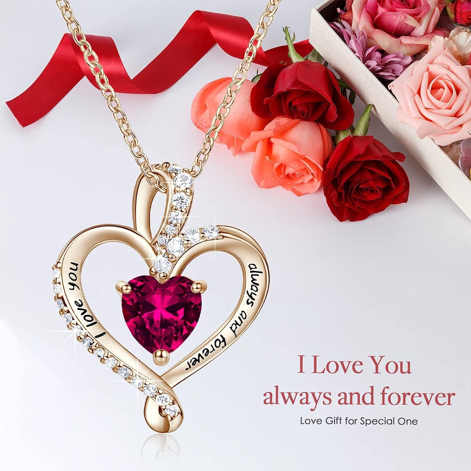 A timeless heart necklace with personalized birthstone sparkle—crafted for love and lasting memories.