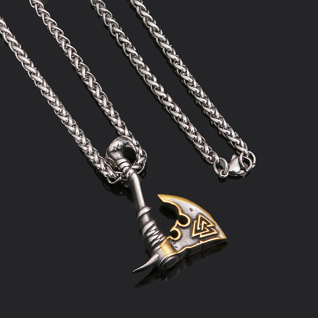 Men’s Stainless Steel Axe Pendant Necklace – Titanium Steel Orchid Chain Jewelry