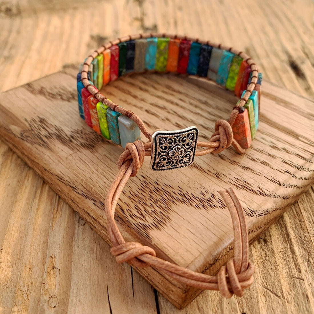 Natural 7-Chakra Tube Beaded Bracelet – Assorted Gemstone Healing Jewelry