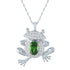 Frog Pendant Necklace – Simulated Emerald & Cubic Zirconia in Sterling Silver, 18”