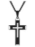 Men’s Two-Tone Stainless Steel Cross Pendant Necklace – Stacked Design with Chain