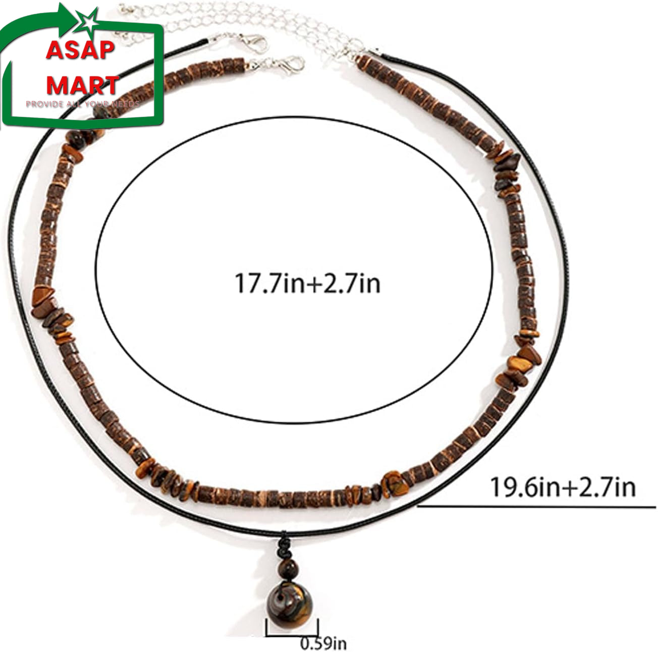 YANCHUN Men’s Puka Shell Necklace – Black Beaded Necklace for Casual &amp; Holiday Wear