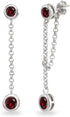 Sterling Silver Two-Stone Bezel-Set Drop Dangle Earrings – Genuine & Synthetic Gemstone Round Earrings for Women