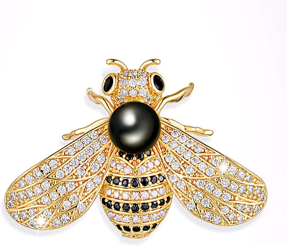 Bumble Bee Crystal Brooch – Sparkling Insect Animal Pin Badge for Women