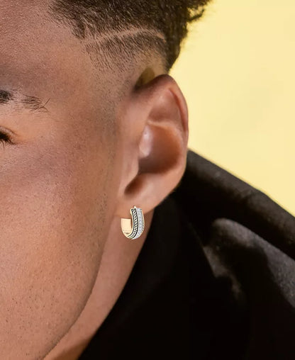 Men’s Diamond Thick Hoop Earrings (1/5 Ct. T.W.) in 14K Gold-Plated Sterling Silver, 1/2&quot;