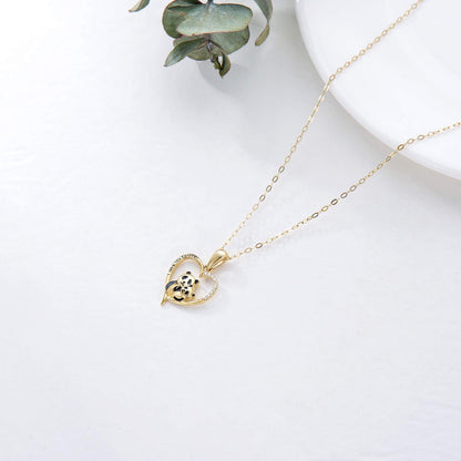 14K Solid Gold Panda Pendant Necklace for Women – Yellow Gold Jewelry Gift for Her