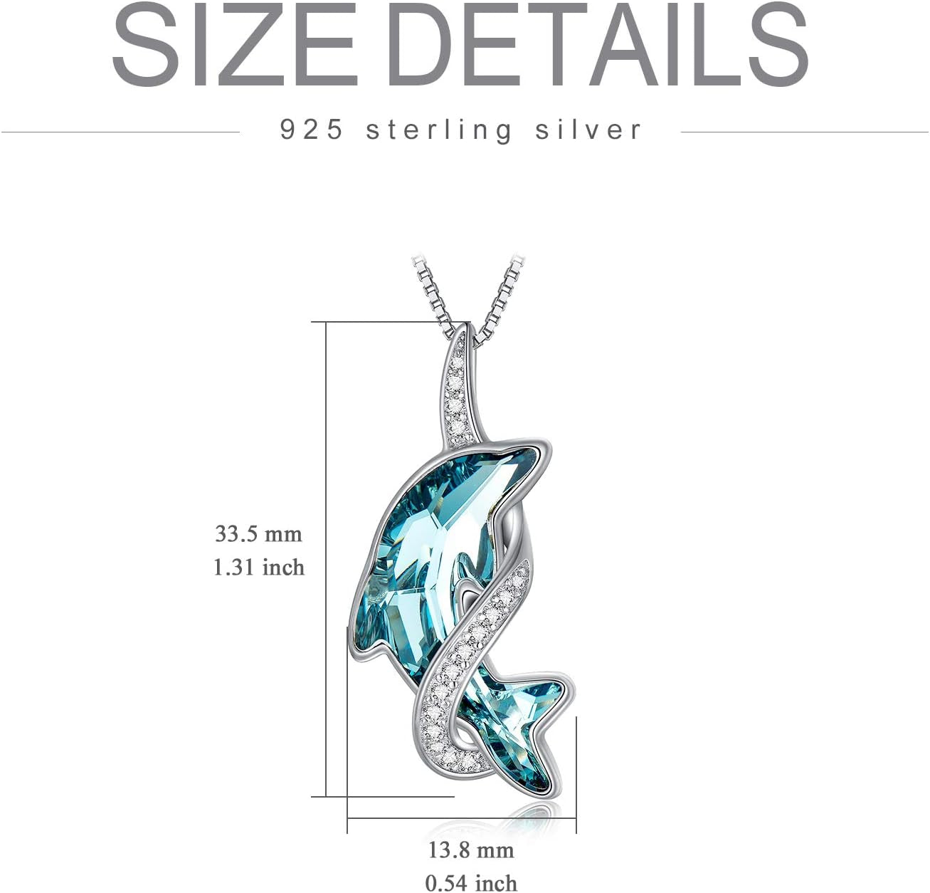 Sterling Silver Dolphin Crystal Pendant Necklace – Perfect Gift for Women