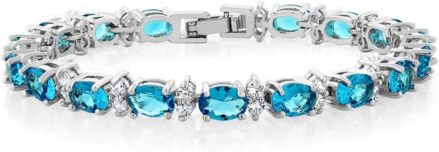 20.00 Ct Oval &amp; Round Cubic Zirconia Tennis Bracelet – 7” for Women