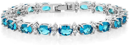 20.00 Ct Oval &amp; Round Cubic Zirconia Tennis Bracelet – 7” for Women