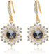 Austrian Crystal Flower Drop Dangle Earrings – 14K Gold Plated, Hypoallergenic, Christmas Jewelry for Women