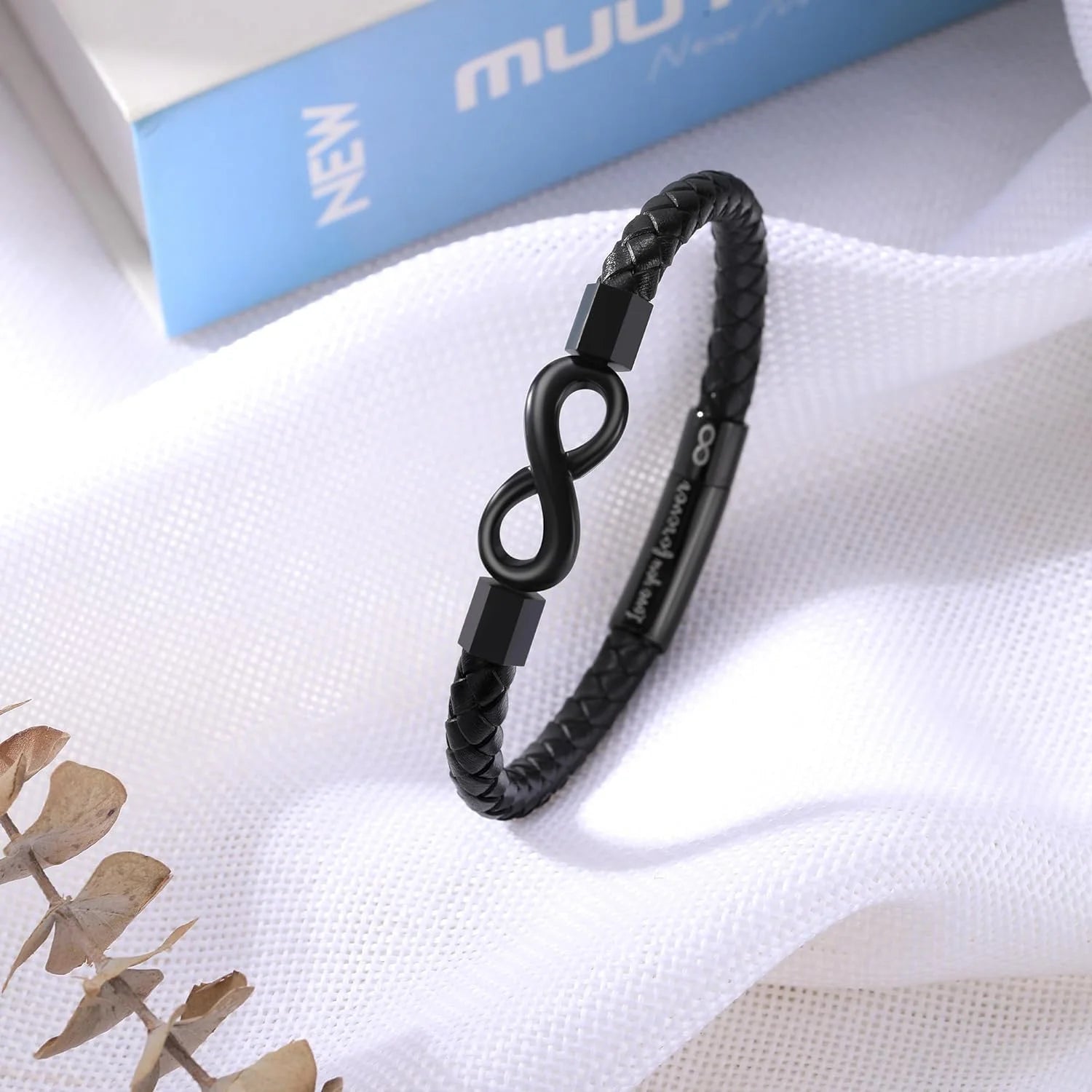 Leather Bracelet for Men &amp; Teens – Engraved Infinity Knot “Love You Forever” Gift for Son, Dad, Grandpa, Husband