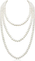 Long Cream White Faux Pearl Necklace – Layered Strand Costume Jewelry for Women