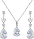 Teardrop Crystal Wedding Jewelry Set – Silver Bridal Necklace and Drop Earrings for Women, Brides, Bridesmaids, Prom & Special Occasions
