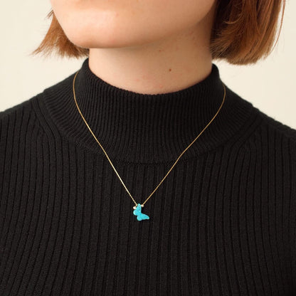 14K Gold Diamond Butterfly Opal Necklace – Elegant Jewelry for Women
