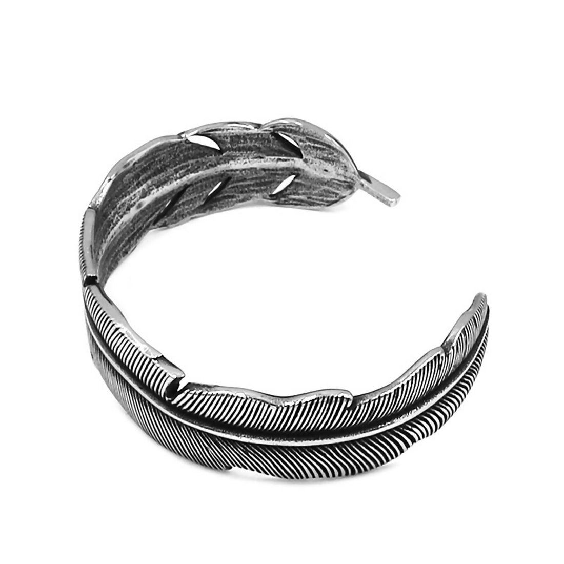 Valkyrie Feather Cuff Bracelet – Silver Surgical Stainless Steel Viking Warrior Jewelry