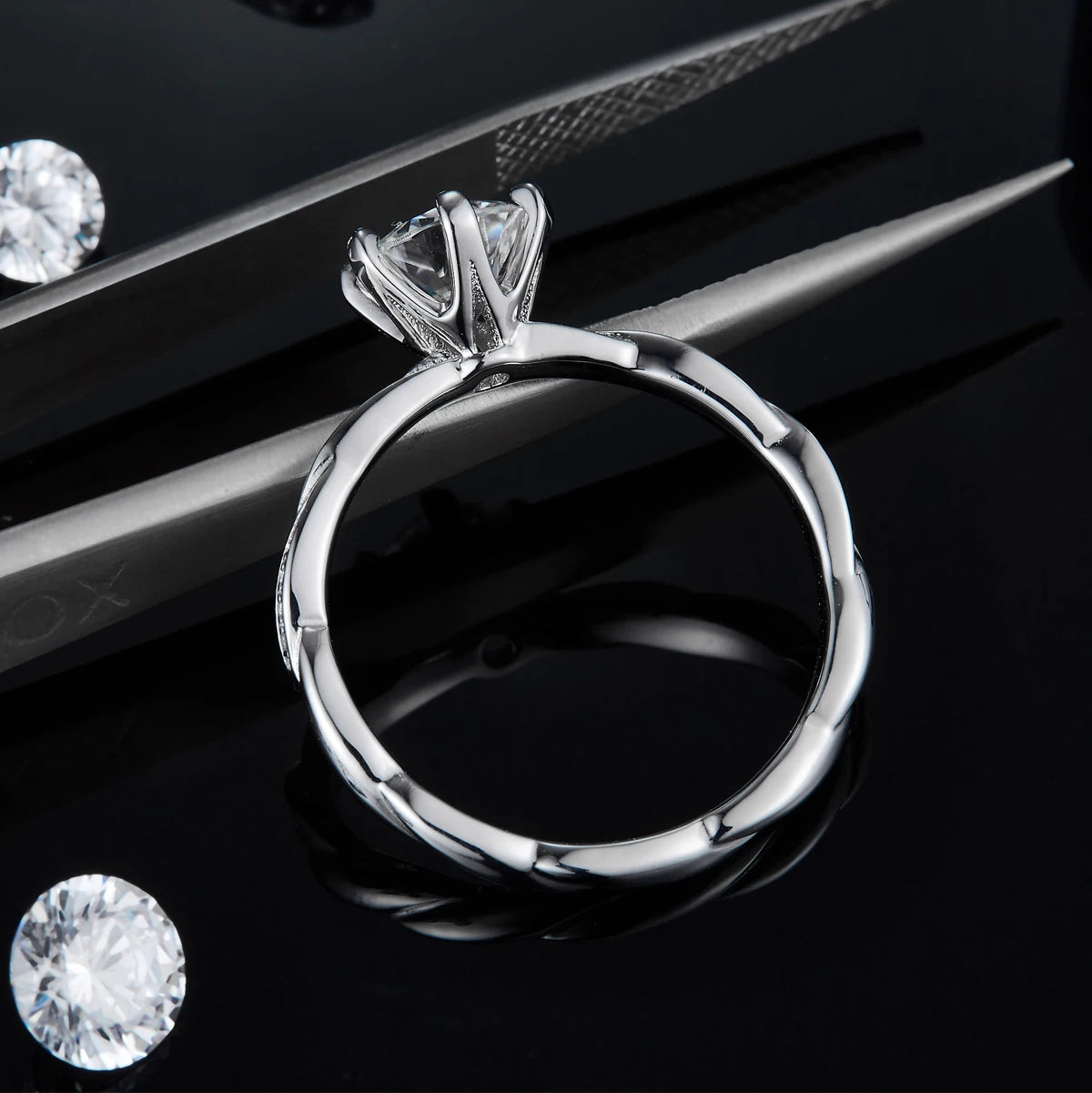 6.5mm 1.0Ct Pink, Blue, or Yellow Moissanite Ring – 925 Sterling Silver Wedding &amp; Engagement Ring for Women
