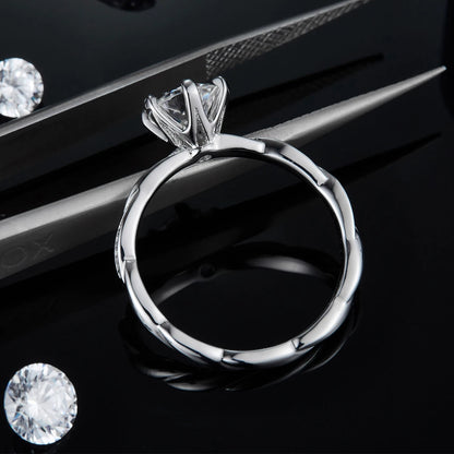 6.5mm 1.0Ct Pink, Blue, or Yellow Moissanite Ring – 925 Sterling Silver Wedding &amp; Engagement Ring for Women