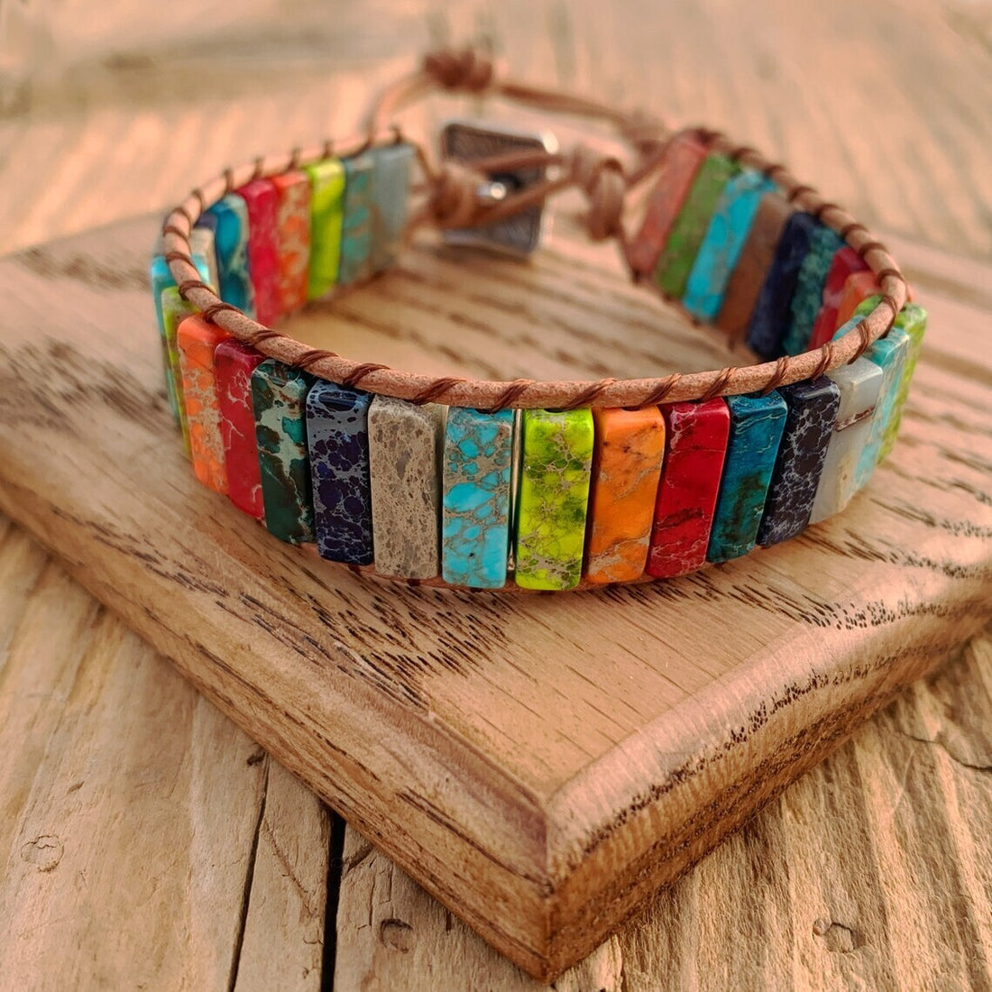 Natural 7-Chakra Tube Beaded Bracelet – Assorted Gemstone Healing Jewelry