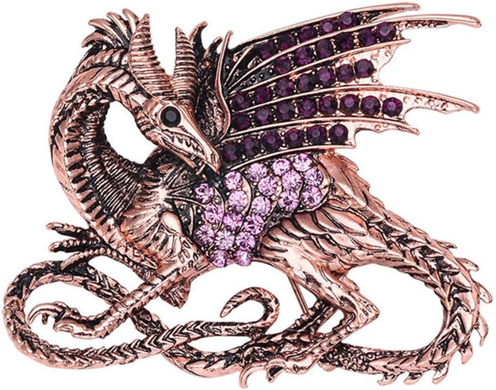 Medieval Dragon Crystal Rhinestone Brooch Pin – Decorative Animal Safety Pin for Clothing &amp; Accessories