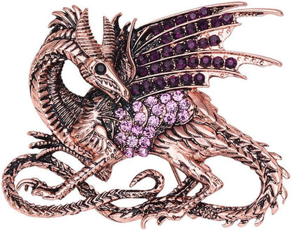 Medieval Dragon Crystal Rhinestone Brooch Pin – Decorative Animal Safety Pin for Clothing &amp; Accessories