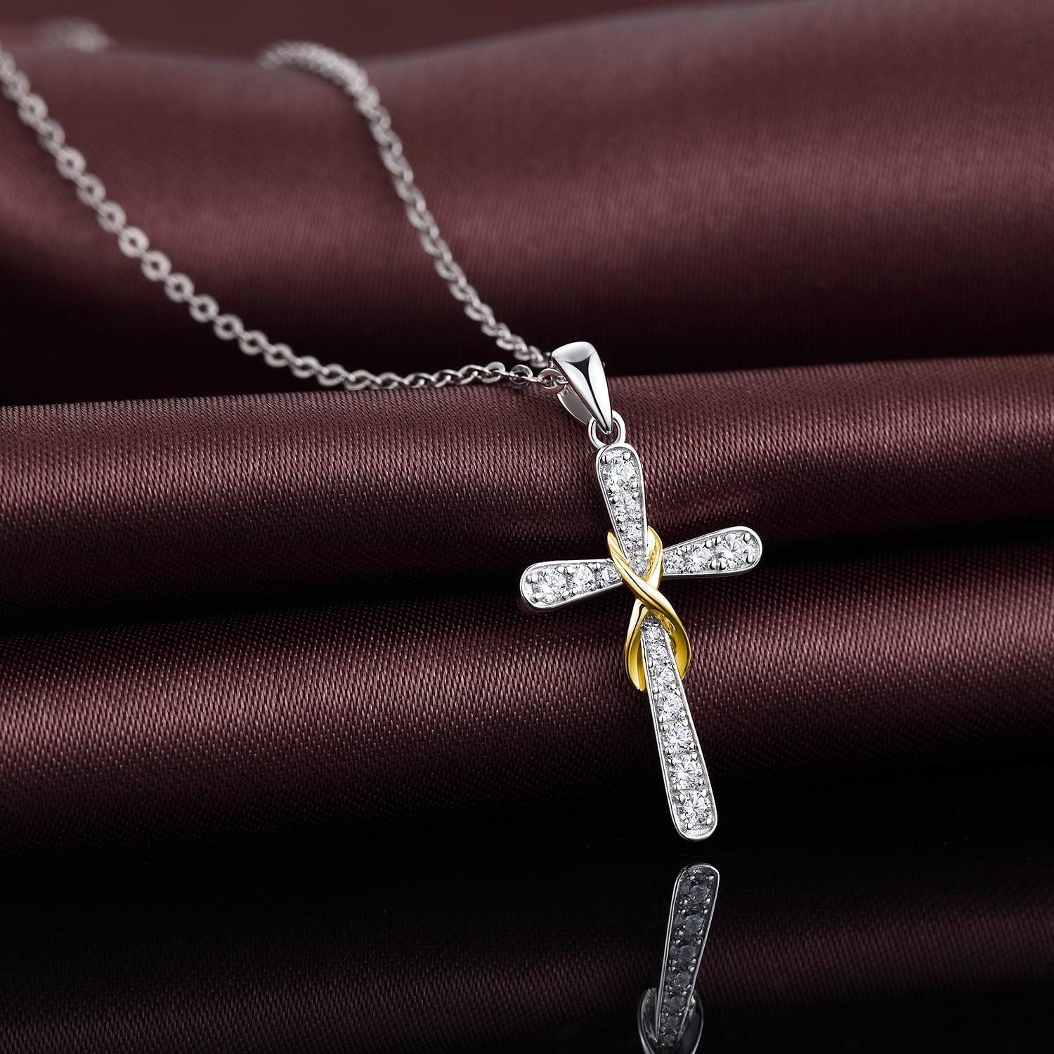 Infinity Cross Necklace for Women &amp; Men – Sterling Silver Tone Religious Pendant – Christian Faith Jewelry Gift