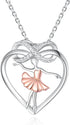 Ballet Dancer Necklace – 925 Sterling Silver Heart Ballerina Infinity CZ Pendant for Women