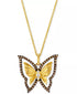 1/3 Ct. T.W. Nude & Chocolate Diamond Butterfly Pendant Necklace in 14K Honey Gold