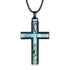 925 Sterling Silver Black Cross Necklace with Abalone Shell Inlay