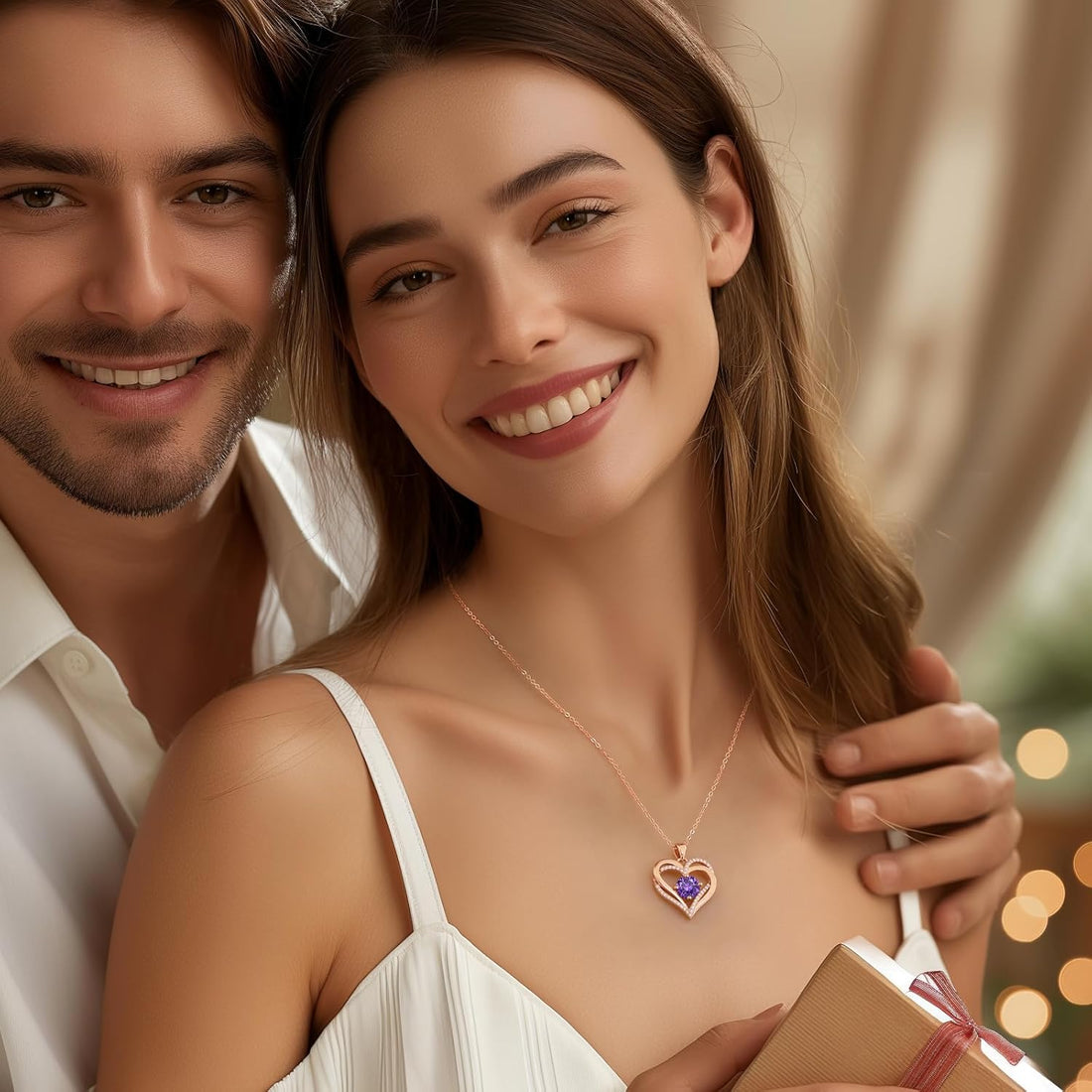 925 Sterling Silver Love Heart Birthstone Necklace for Women – Personalized Pendant Jewelry Gift for Wife, Mom, or Her – Birthday, Anniversary, or Mother’s Day