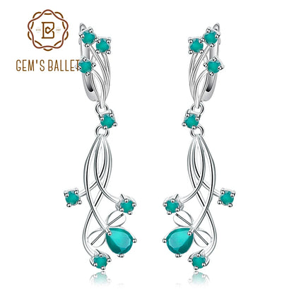 Flower Design 3.89T Natural Sky Blue Topaz Gemstone Drop Earrings – 925 Sterling Silver Bridal Wedding Jewelry