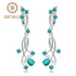 Flower Design 3.89T Natural Sky Blue Topaz Gemstone Drop Earrings – 925 Sterling Silver Bridal Wedding Jewelry