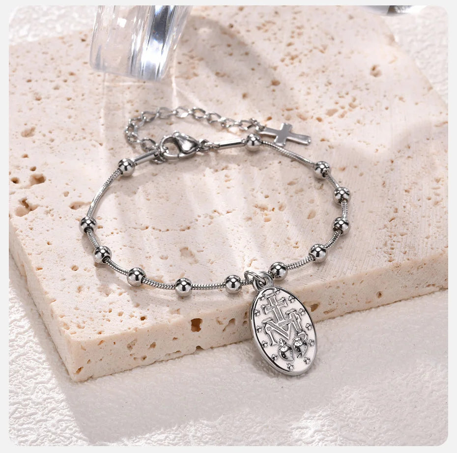 Divine Grace Rosary Bracelet – Faith Woven in Golden Beauty