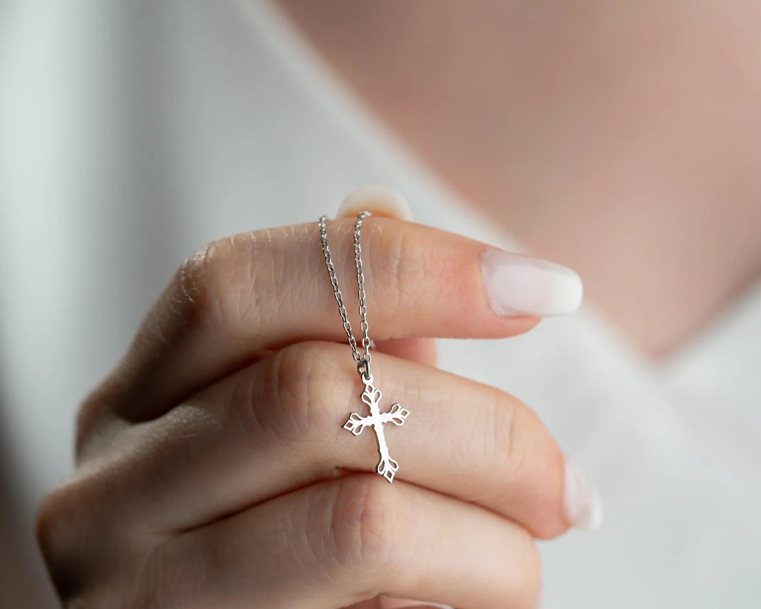 Grace &amp; Glow Cross Necklace – Faith Wrapped in Pure Elegance