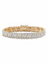 Diamond Accent Two-Tone Pave-Style S-Link Tennis Bracelet – Gold-Plated, 7" or 8" Length Options