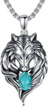 Wolf Necklace – 925 Sterling Silver with Turquoise Pendant, Men’s Wolf Jewelry Gift