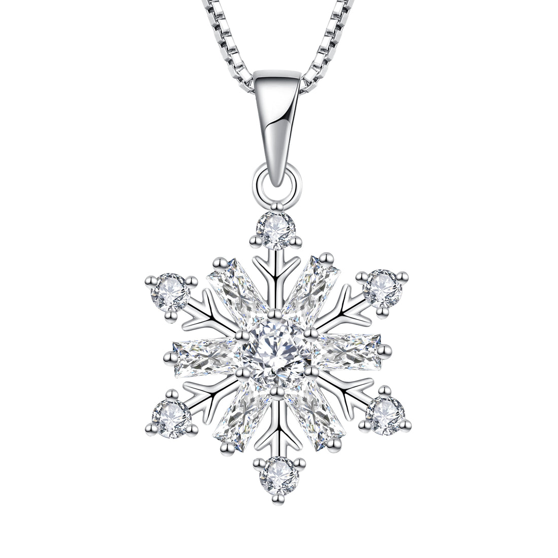 ❄️ 925 Sterling Silver Snowflake Necklace with April Cubic Zirconia Pendant  Elegant Christmas Jewelry Gift for Women