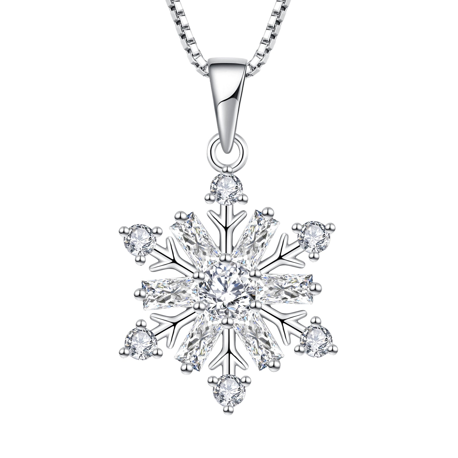 ❄️ 925 Sterling Silver Snowflake Necklace with April Cubic Zirconia Pendant  Elegant Christmas Jewelry Gift for Women