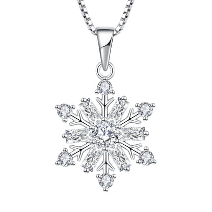 ❄️ 925 Sterling Silver Snowflake Necklace with April Cubic Zirconia Pendant  Elegant Christmas Jewelry Gift for Women