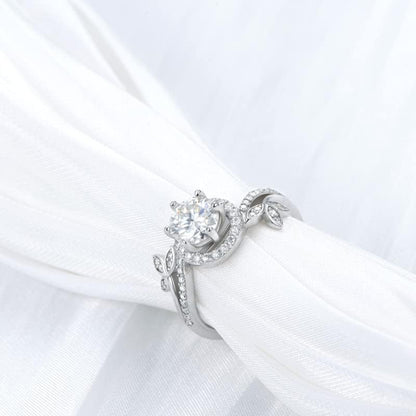 1.38 Carat Halo Moissanite Engagement Ring – Platinum Plated 925 Sterling Silver Ring for Women | Elegant Moissanite Bridal Jewelry