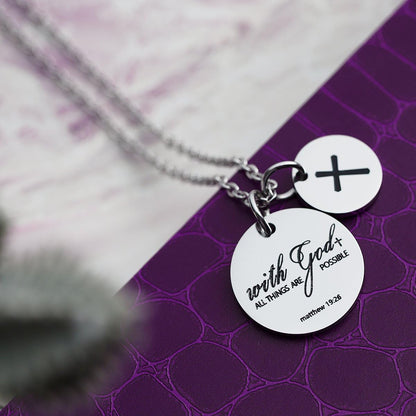Bible Verse Necklace with Cross Charm – Confirmation Pendant Gift, Scripture Jewelry for Women