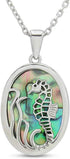 14K White Gold Over Sterling Silver Abalone Shell Animal Pendant Necklaces –  Seahorse Jewelry Gift for Her