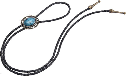 Western Leather Bolo Tie – Native American Style Adjustable Cowgirl Necklace