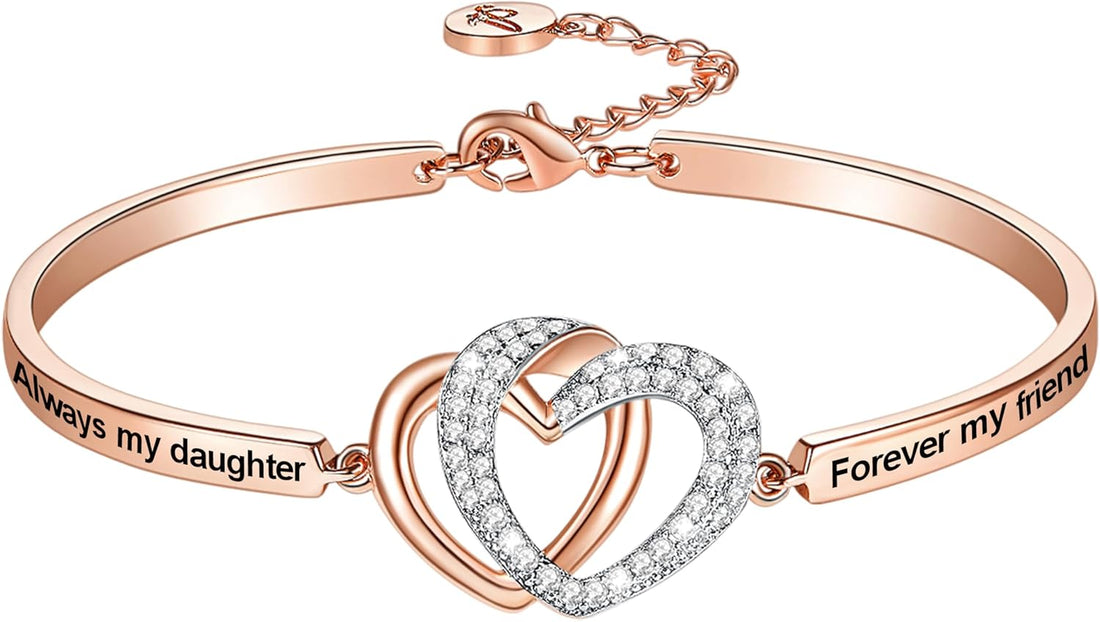 “Badass Daughter” Inspirational Bangle Bracelet – Mother &amp; Father to Daughter Gift for Birthday, Christmas, or Wedding