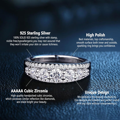 Eternity Wedding Band for Women – 1.13Ct Round AAAAA White CZ – 925 Sterling Silver Ring, Sizes 4-13