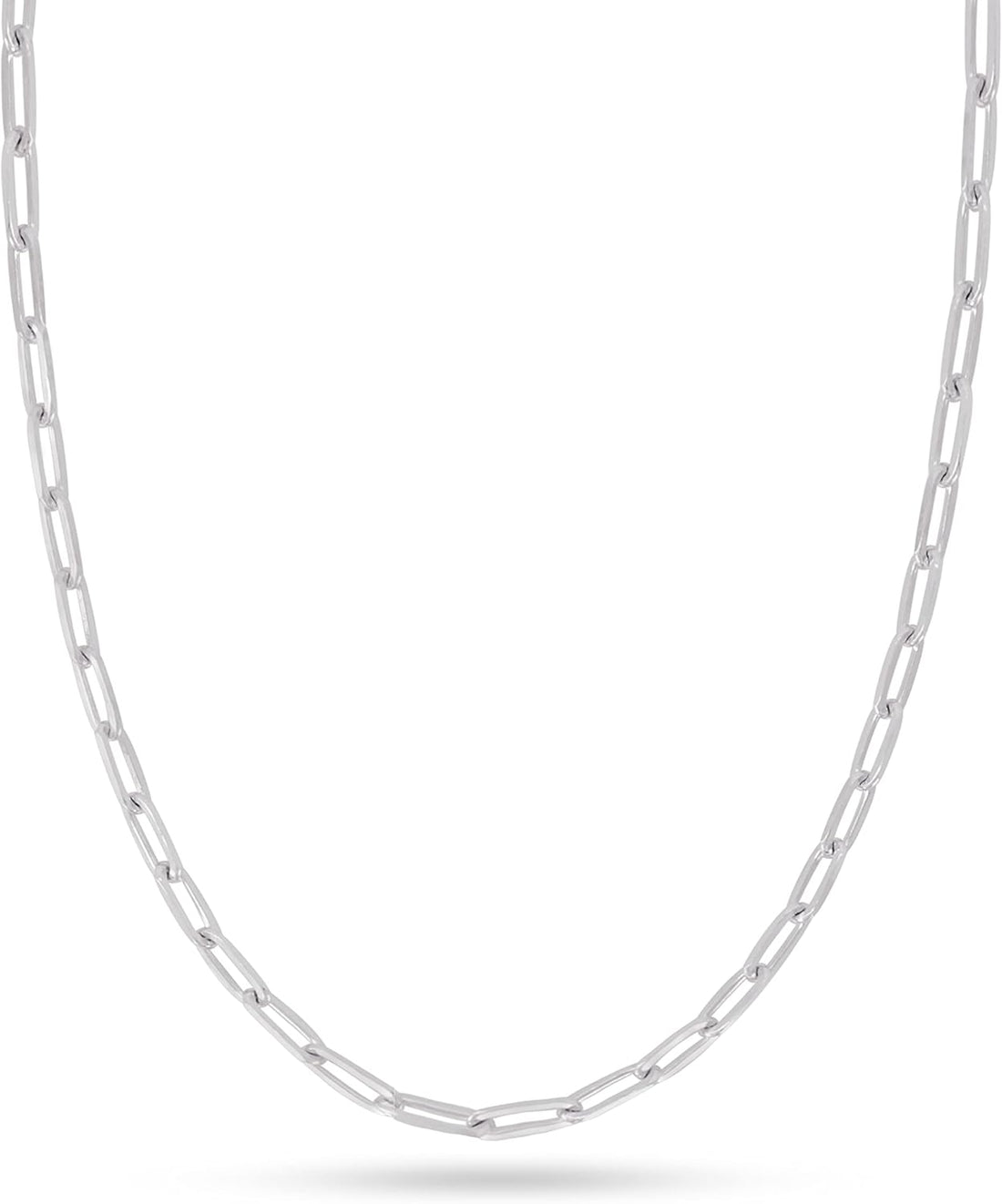 Pori Jewelry Sterling Silver Paperclip Chain Necklaces – Multiple Sizes &amp; Lengths (16&quot; to 36&quot;)
