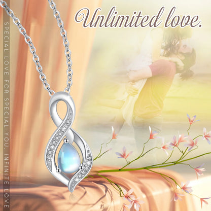 Moonstone Pendant Necklace for Women – 925 Sterling Silver, 18K White Gold Plated – Elegant Jewelry Gift for Mom, Wife, Daughter